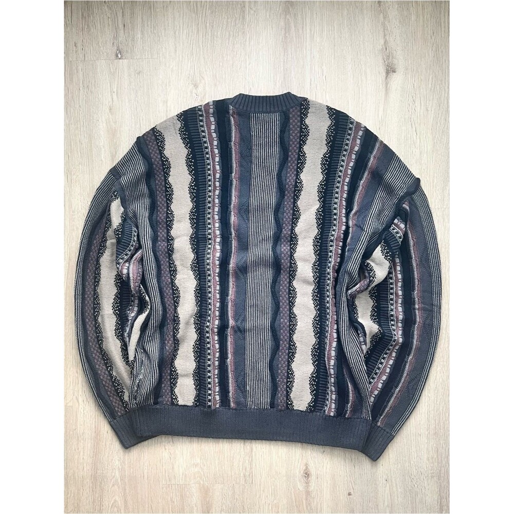 Hollister Chunky 3D Knit Sweater Men Large Multicolor Crewneck Coogi Style Retro